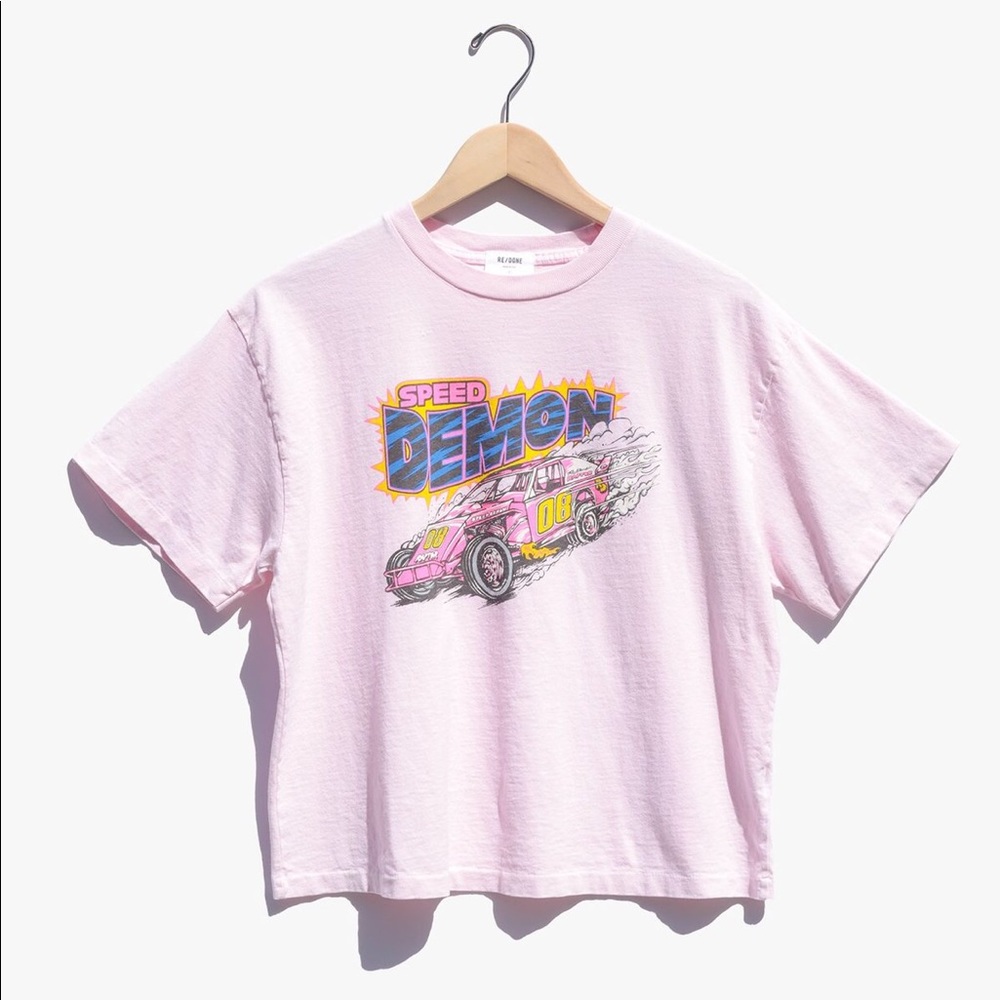 re/done speed demon ex-boyfriend tee in pale pink